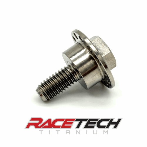 RT60609-0, Titanium Mx6x1.0x18.5 Hex Head Flange Bolt (13x5.5 Shoulder) Drilled