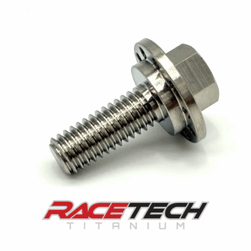 RT60644-0, Titanium M6x1.0x17 Hex Head Flange Bolt (11x2 Shoulder) Drilled