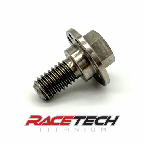 RT60610-0, Titanium M6x1.0x13.5 Hex Head Flange Bolt (8.85x3 Shoulder) Drilled
