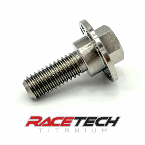 RT60642-0, Titanium M6x1.0x18 Hex Head Flange Bolt (9x3.75 Shoulder) Drilled