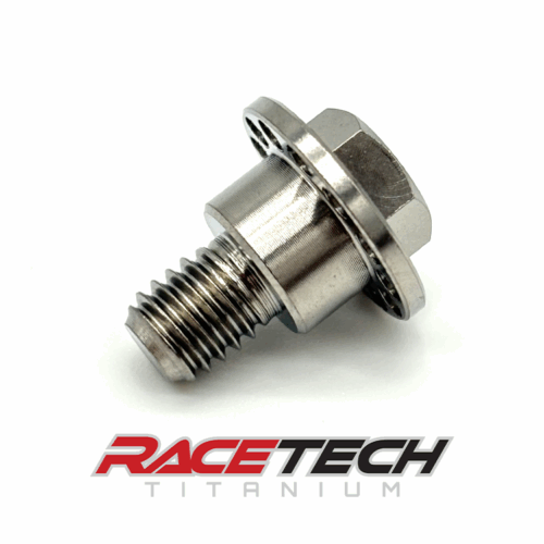 RT61040-2, Titanium M6x1.0x12 Hex Head Flange Bolt (8.86x5 Shoulder) Drilled