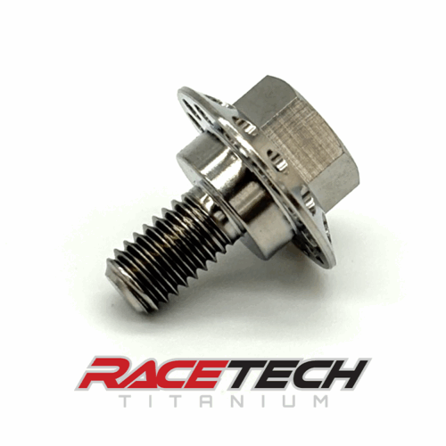 RT61505-0, Titanium M5x0.8x11 Hex Head Flange Bolt (8.9x2.7 Shoulder) Drilled