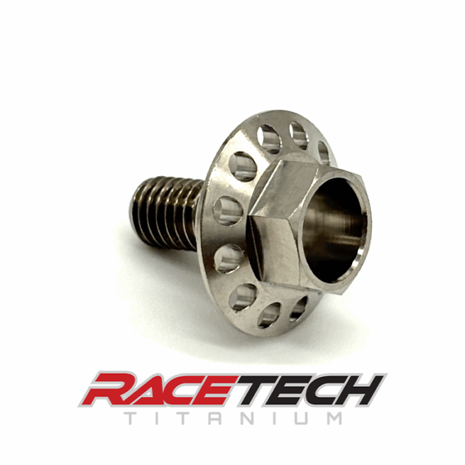 RT61505-0, Titanium M5x0.8x11 Hex Head Flange Bolt (8.9x2.7 Shoulder) Drilled