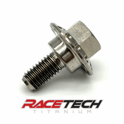 RT61505-1, Titanium M5x0.8x12.5 Hex Head Flange Bolt (8.85x3 Shoulder) Drilled