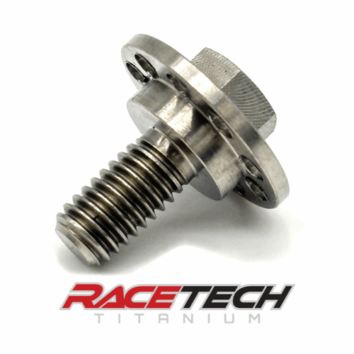 RT62509-0, Titanium M6x1.0x14.25 Hex Head Flange Bolt (11x2.6 Shoulder) Drilled