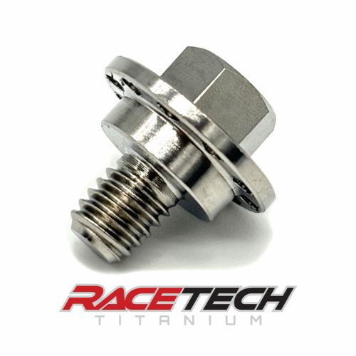 RT63080-0, Titanium M6x1.0x10 Hex Head Flange Bolt (11x3 Shoulder) Drilled
