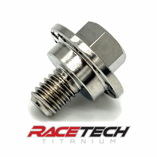 RT65001-0, Titanium M6x1.0x15 Hex Head Flange Bolt (8.3x6.5 Shoulder) Drilled