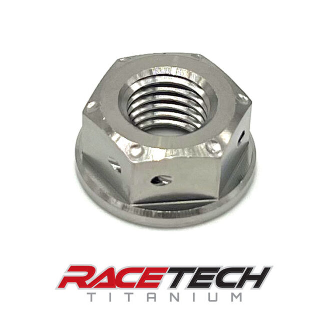 Titanium M10x1.25 Hex Flange Race Spec Drilled Nut, RT61220-N0 (1)