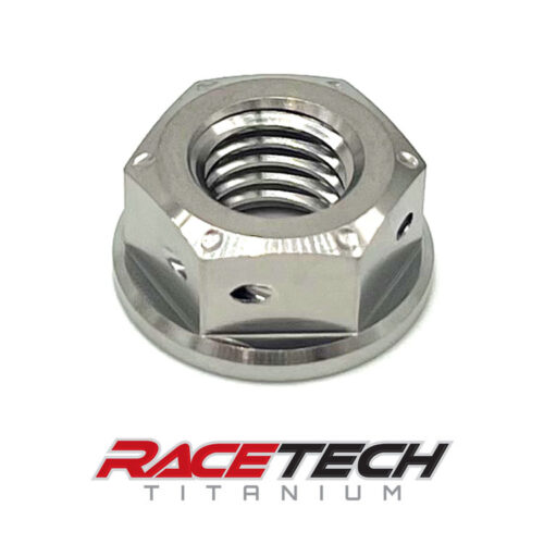Titanium M10x1.5 Hex Flange Race Spec Drilled Nut, RT61221-N0 (1)