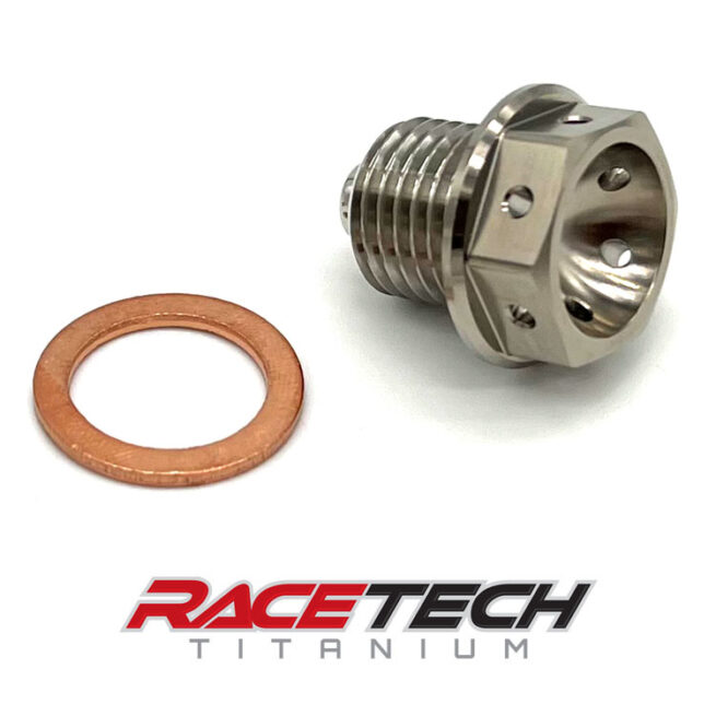 Titanium M14x1.5x12 Oil Drain Sump Bolt w/ Magnet & Crush Washer RT41518-0 (1)